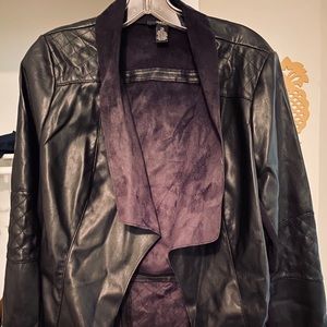 Faux leather/suede blazer